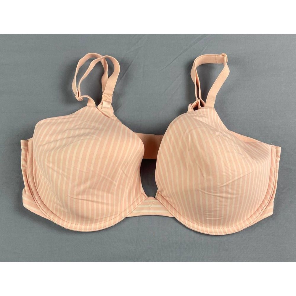 Victoria's Secret T-Shirt Lightly Lined Demi Stripe Bra Pink White Size 38D